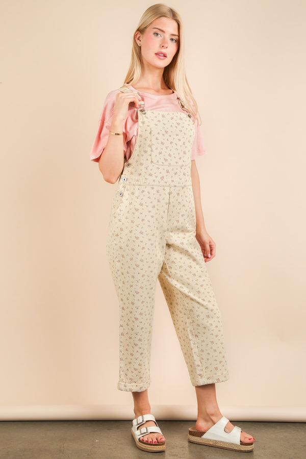 Floral Printed Casual Overall Jumpsuit in Yellow