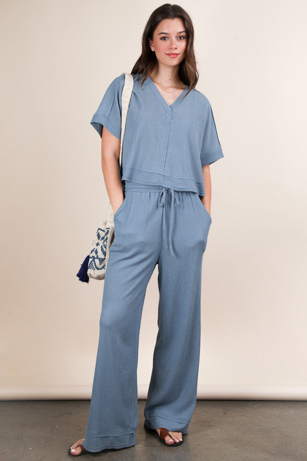 Textured Knit Comfy Casual Top & Pants Set (BOTTOMS ONLY)