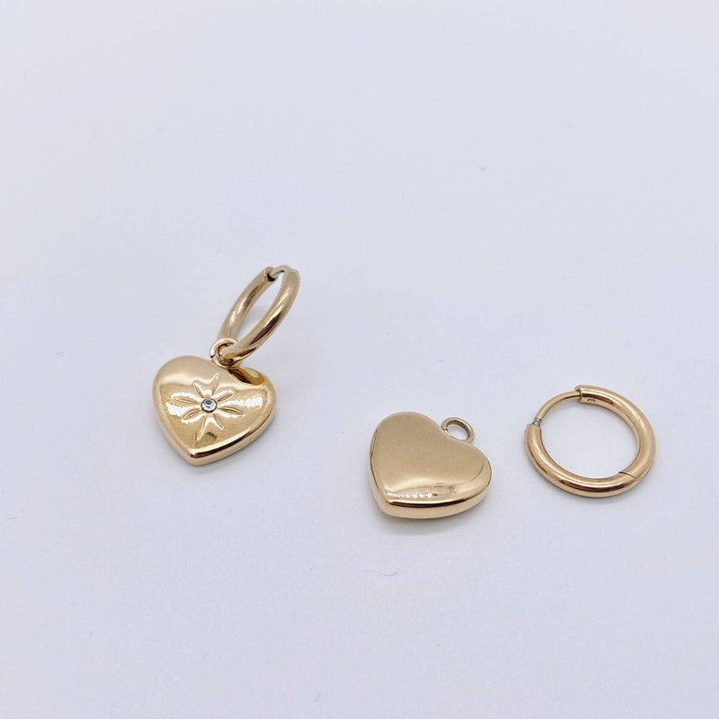 Cubic Zirconia Heart-shaped 18K Gold-plated Huggie Earrings