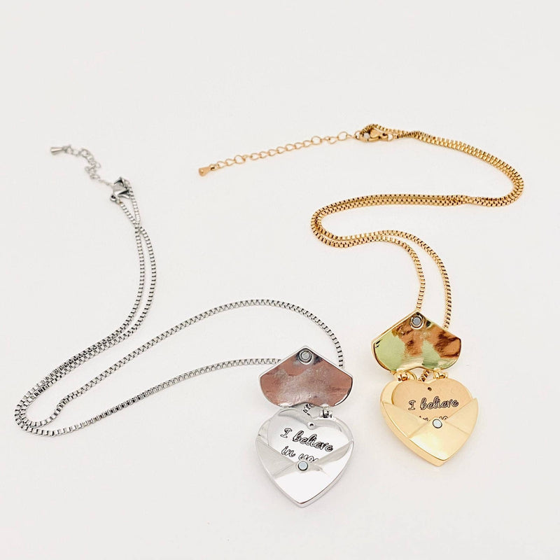 'Ibelieve in you' Heart Charm Necklace Valentine's Day Gift: Golden