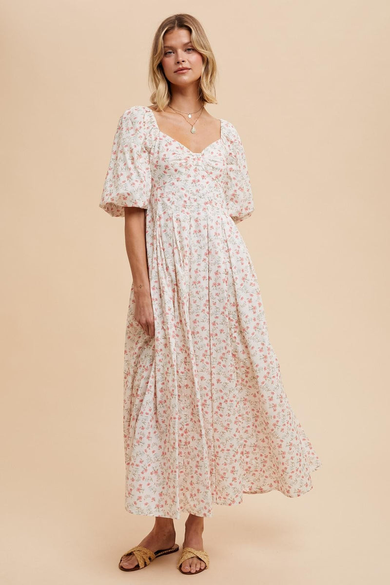 FLORAL COTTON MAXI DRESS in English Rose- Final Sale