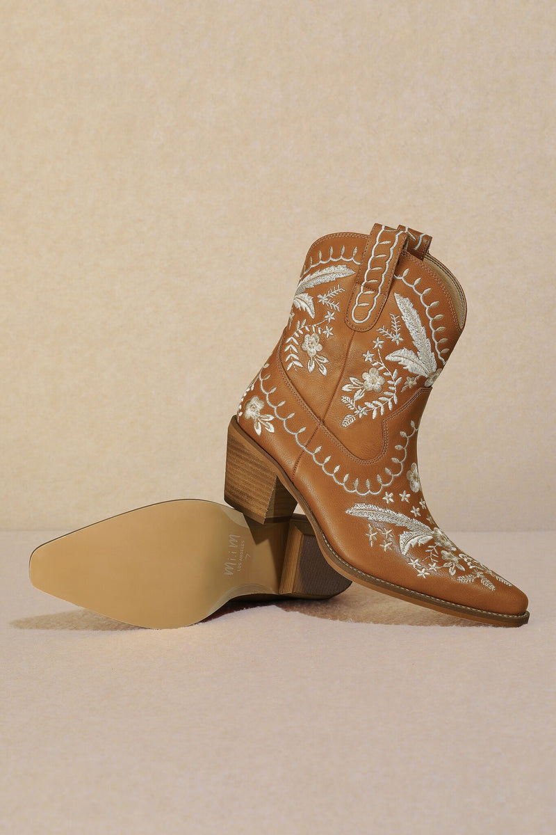Corral Embroidered Boot in Dark Camel - MiiM Brand