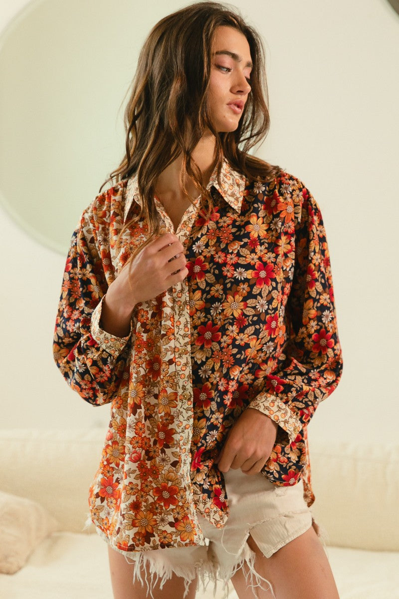 WOVEN FLORAL MIX AND MATCH SHIRT TOP (S-XL)