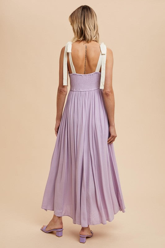 RIBBON STRAP MAXI DRESS in Lavender- Final Sale