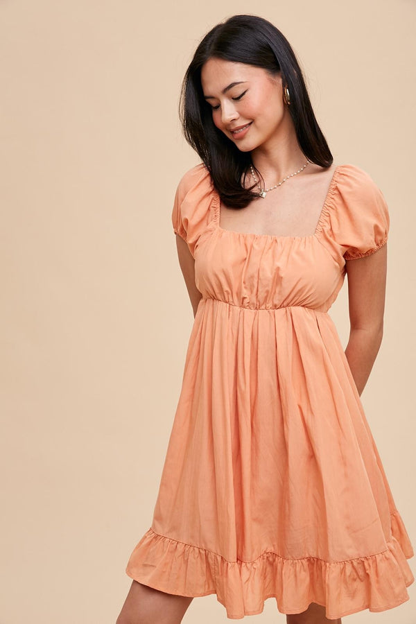 MODAL BABYDOLL MINI DRESS in Apricot- Final Sale