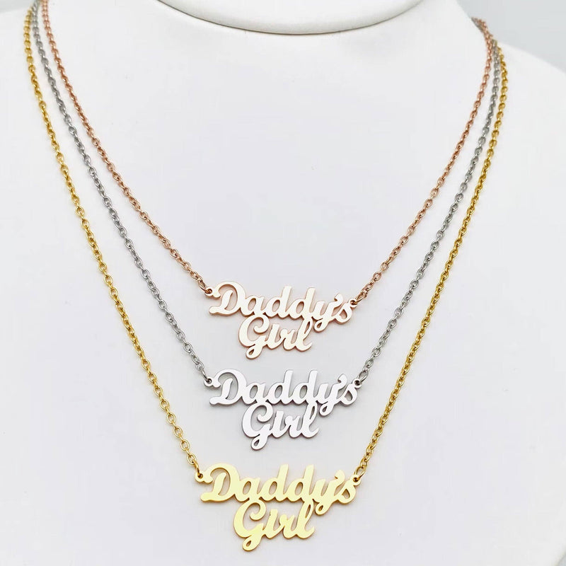 Daddy's Girl Stainless Steel Charm Pendant Necklace: Gold