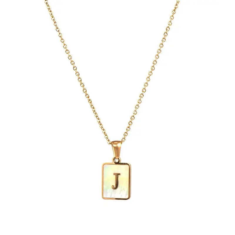 A-Z Letter Square 18K Gold-plated Stainless Steel Necklace