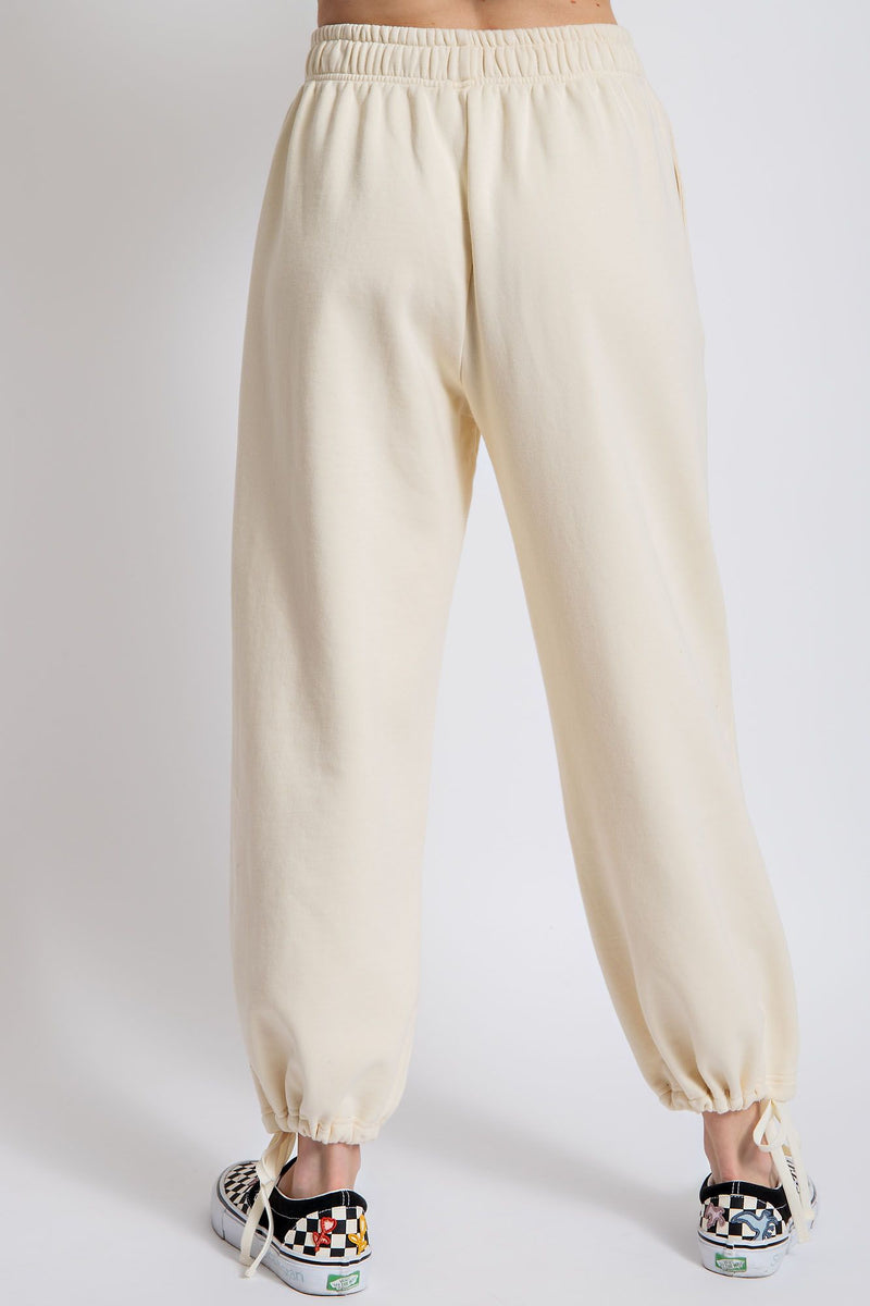 WASHED HEAVY TERRY JOGGER PANTS / SWEATPANTS in Cream