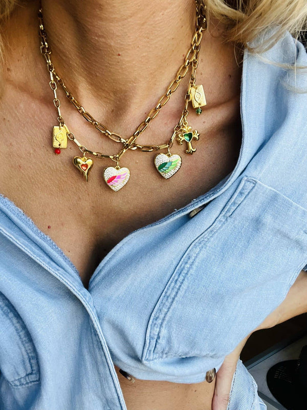 Charm Necklaces With Hearts: Red (Necklace only)