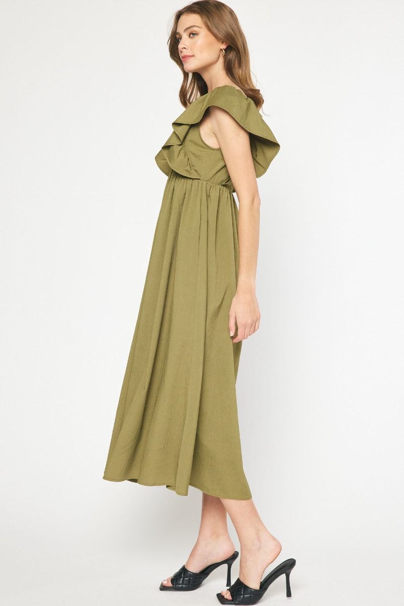 Sweetheart Neckline Ruffle Sleeve Maxi