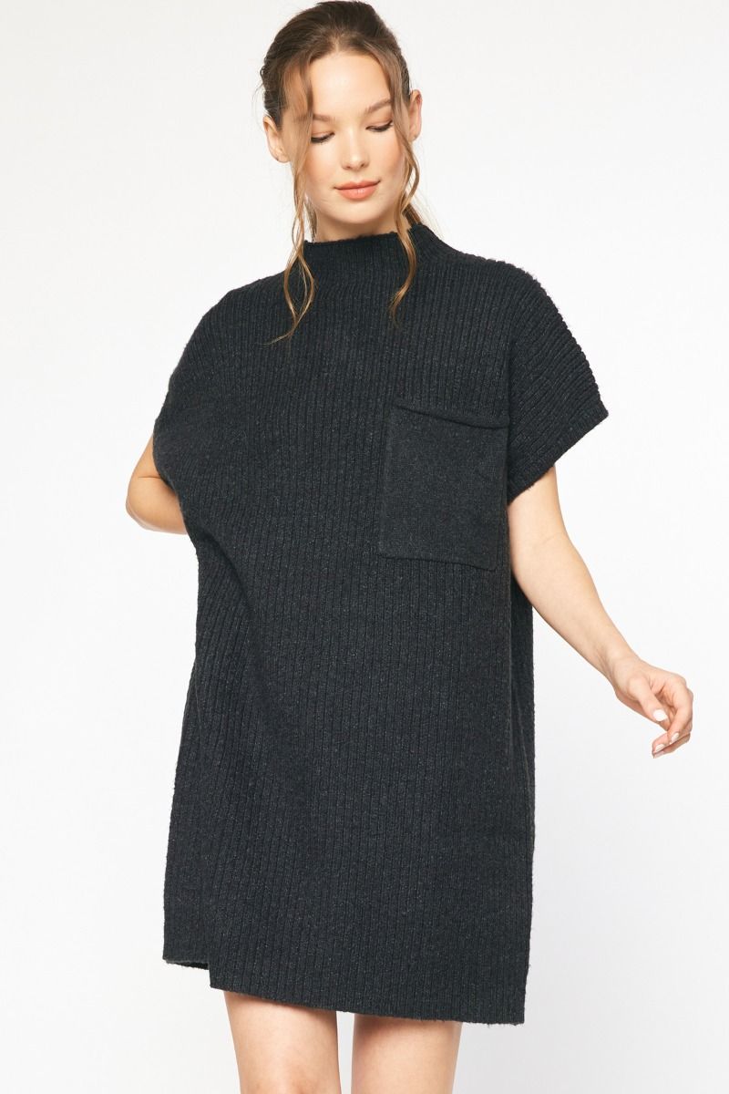 Sweater Mini Dress in Black