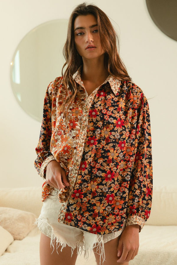 WOVEN FLORAL MIX AND MATCH SHIRT TOP (S-XL)