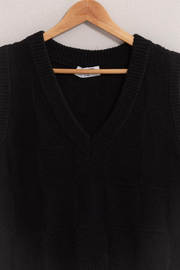 Basketweave Sweater Vest (Black)