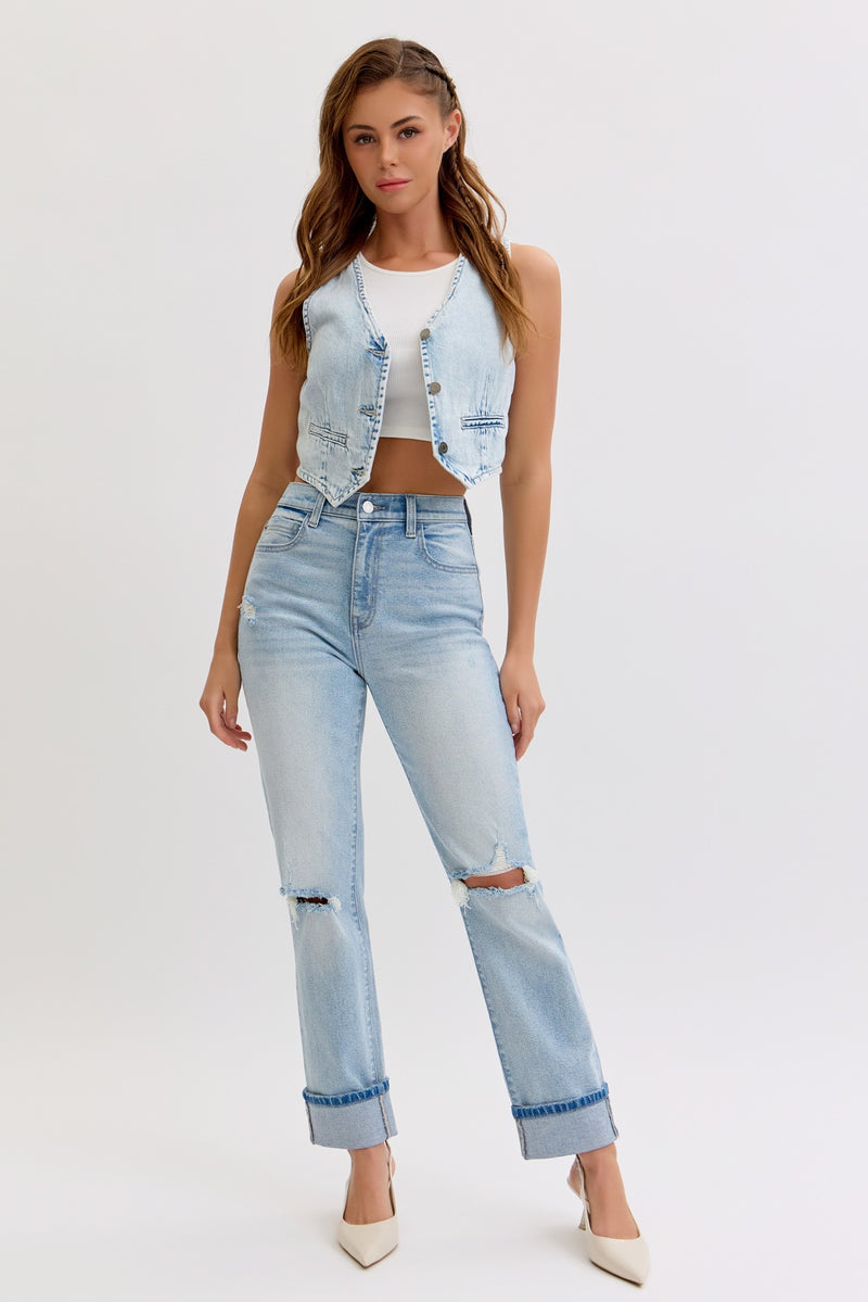 High Rise Straight With Cuff - Cello Brand