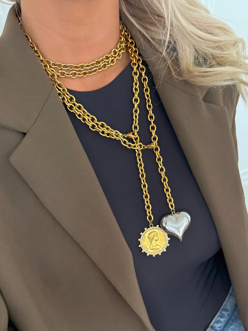 TWO TONED HEART NECKLACE - CHANSUTTPEARLS