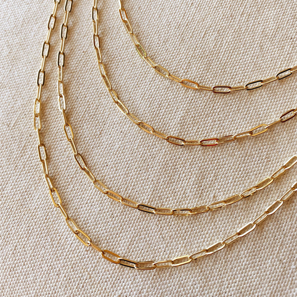 18k Gold Filled Short Link Paperclip Chain (Available sizes: 16 & 18 inch)