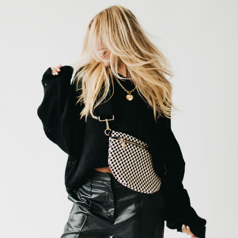 WESTLYN WOVEN BUM BAG - Checkered Black (Pretty Simple Bags)