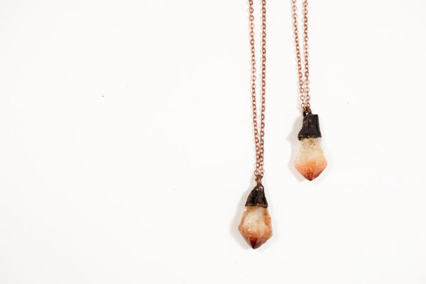 18" Copper Electroformed Citrine Necklace - by HAWKHOUSE