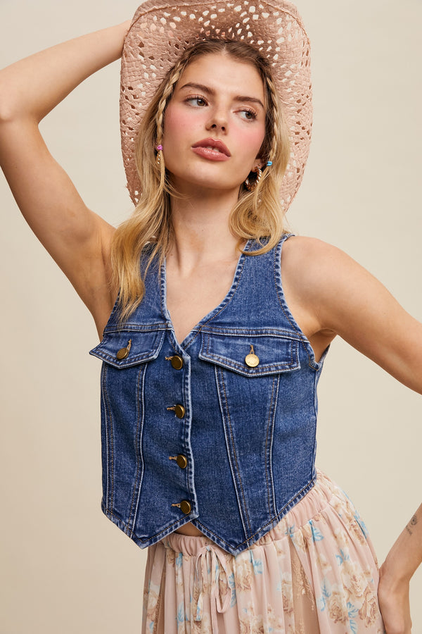 Vintage-inspired Denim Vest (S-XL)