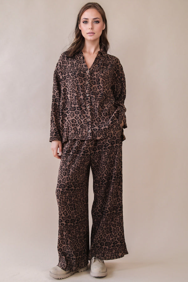 Pleated Leopard Printed Pants (Bottom Only)