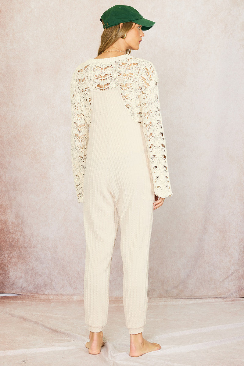 RESTOCK - Cable Knit Onesie in Oatmeal