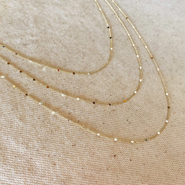 18k Gold Filled 1mm Curb Chain With Pressed Details- 16 Inches