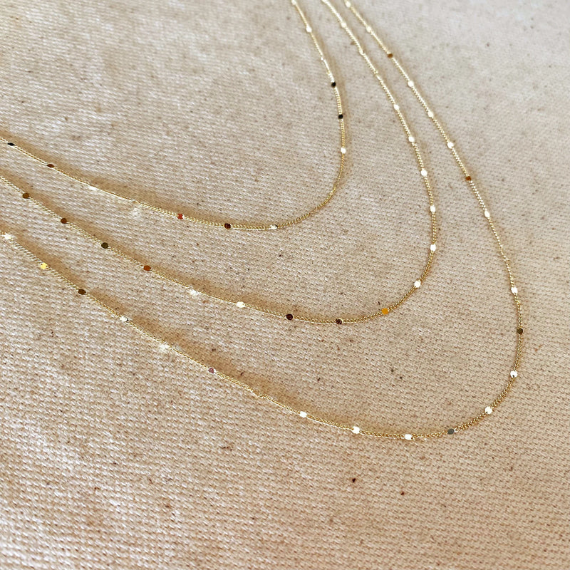 18k Gold Filled 1mm Curb Chain With Pressed Details- 16 Inches