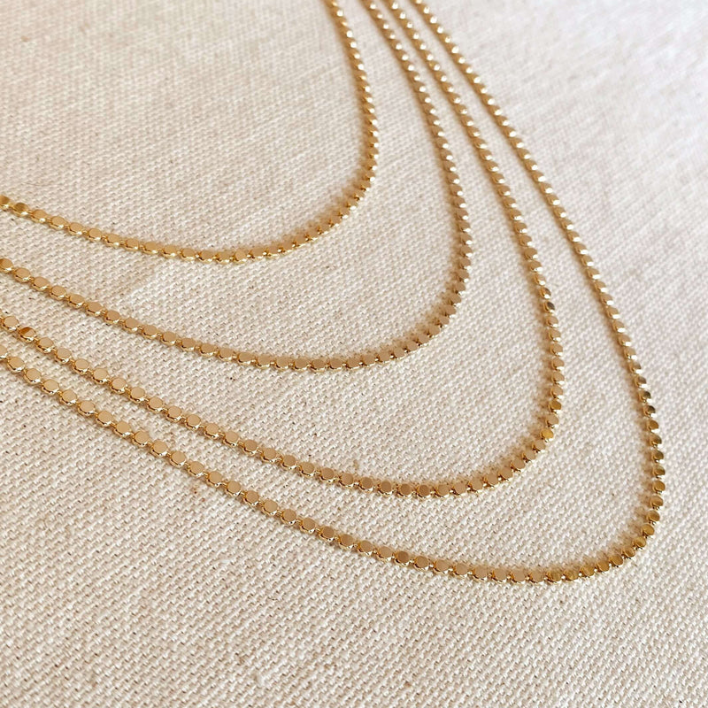 18k Gold Filled 2mm Flat Ball Chain Necklace (Available sizes: 16, 18, 20, and 22 inches)