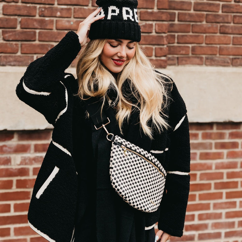 WESTLYN WOVEN BUM BAG - Checkered Black (Pretty Simple Bags)