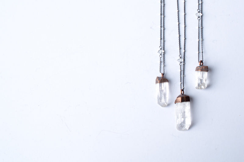 Danburite Sterling Silver Electroformed Necklace - by HAWKHOUSE