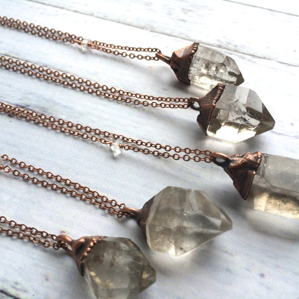 30" Large Quartz Electroformed Crystal Necklace - by HAWKHOUSE