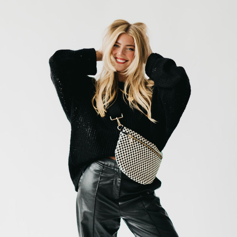 WESTLYN WOVEN BUM BAG - Checkered Black (Pretty Simple Bags)