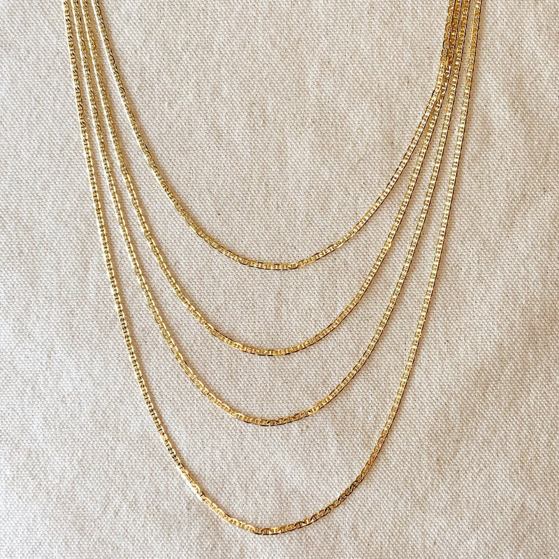 18k Gold Filled 2mm Flat Mariner Chain (Available sizes: 16, 18, 20, 22 and 24 inches)