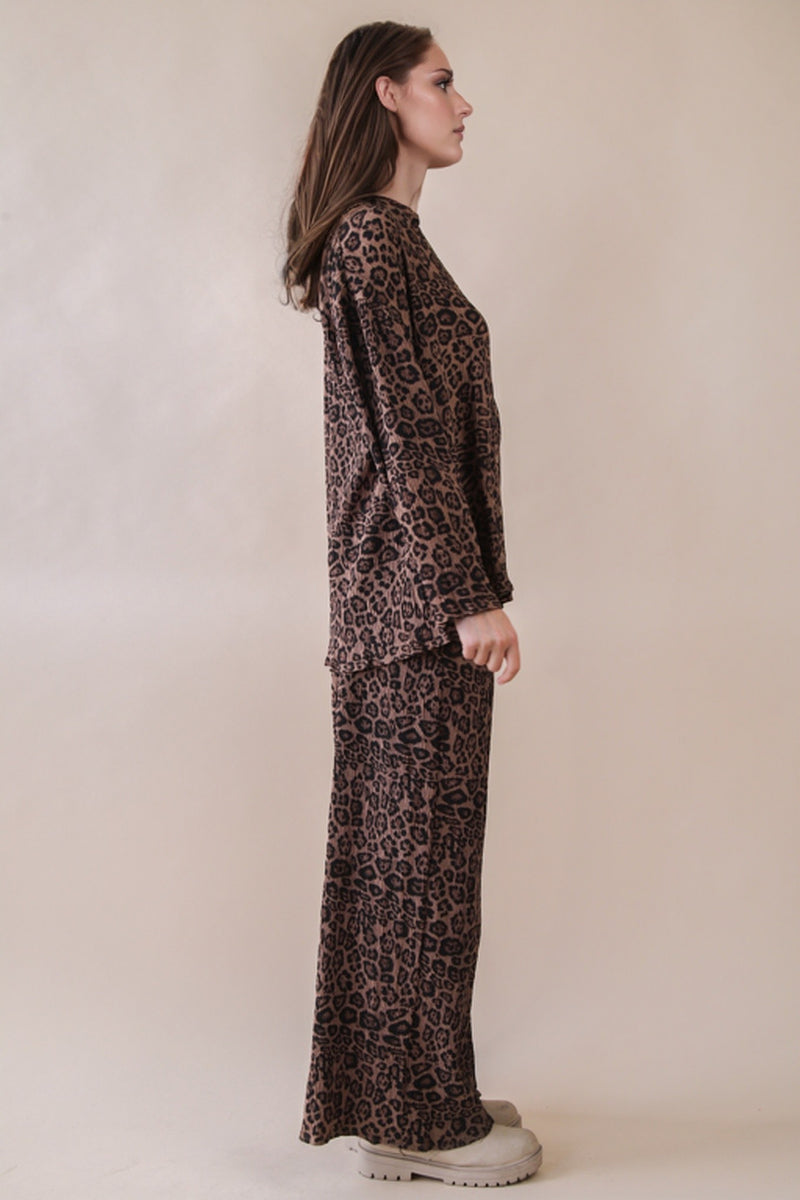 Pleated Leopard Printed Pants (Bottom Only)