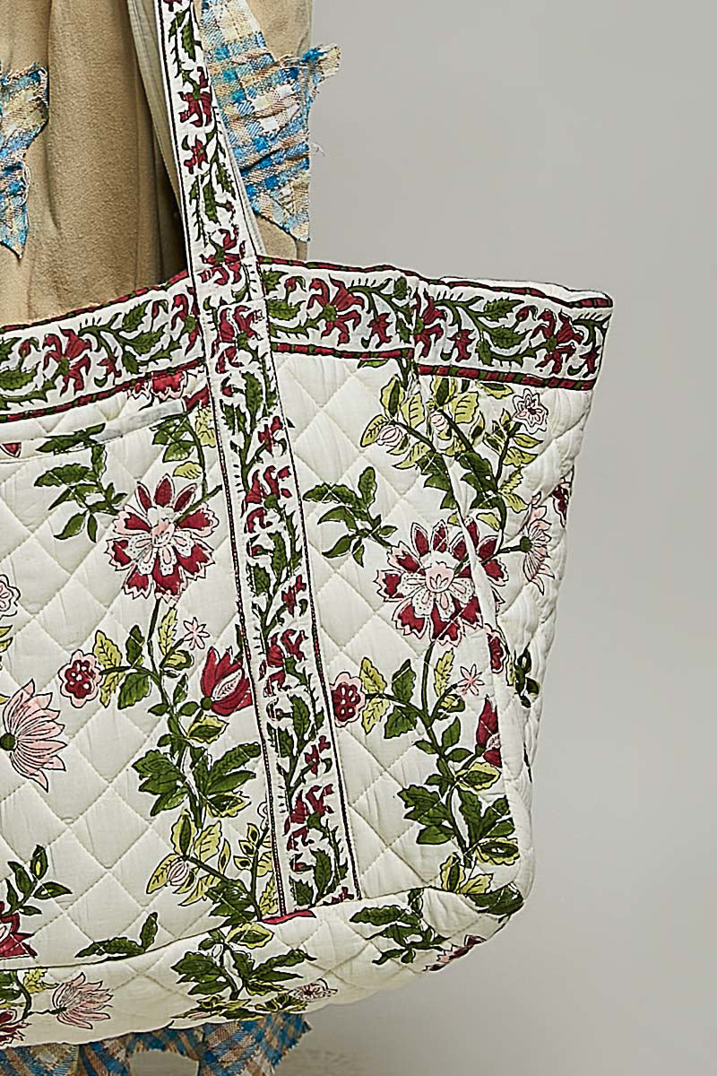 QUILTED FLORAL TOTE BAG - POL BRAND – DawnTayler Boutique