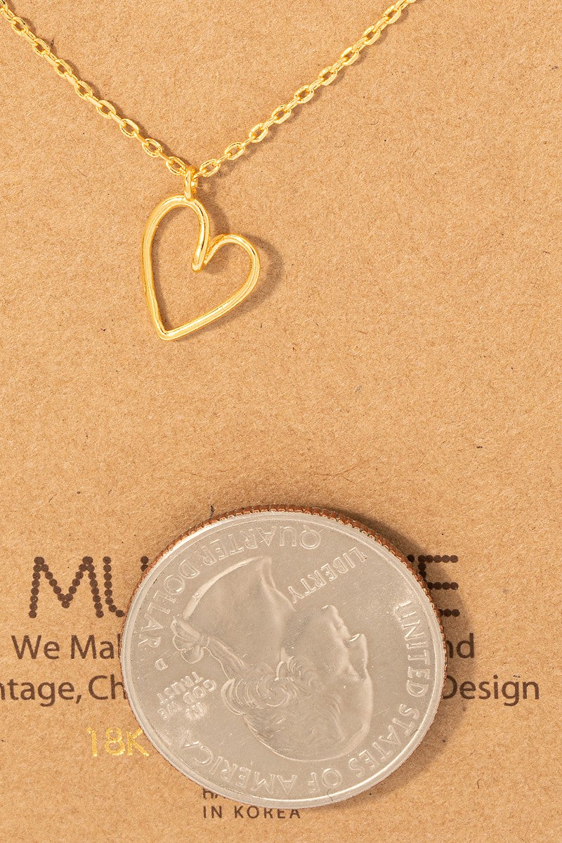 Gold Dipped Wire Heart Pendant Necklace