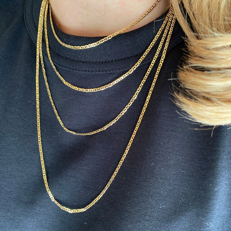 18k Gold Filled 2mm Flat Mariner Chain (Available sizes: 16, 18, 20, 22 and 24 inches)