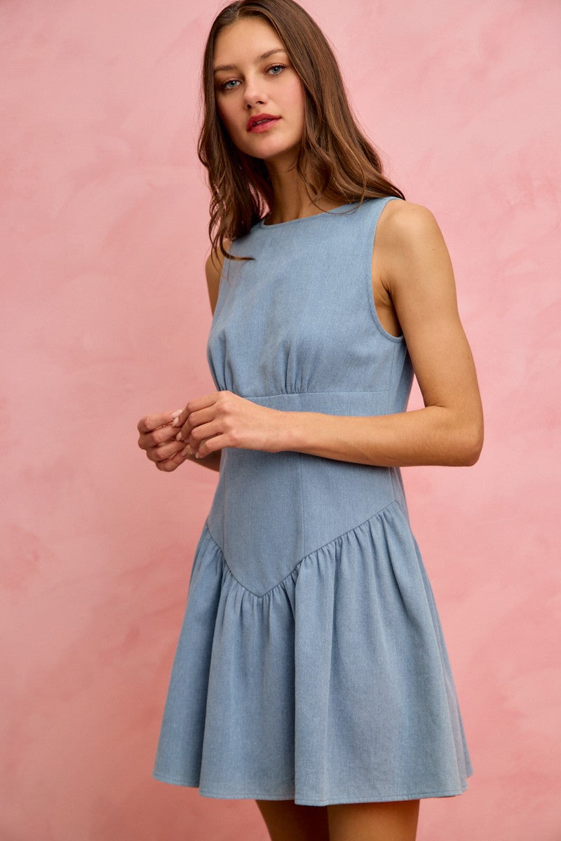 Fit And Flare Sleeveless Denim Mini Dress (S-XL available) – DawnTayler  Boutique