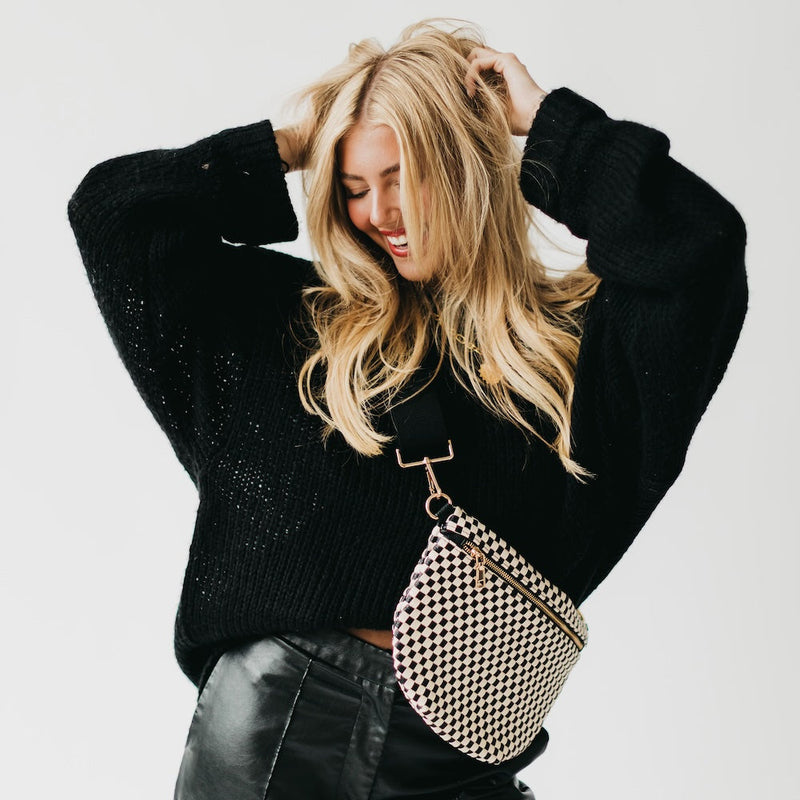 WESTLYN WOVEN BUM BAG - Checkered Black (Pretty Simple Bags)