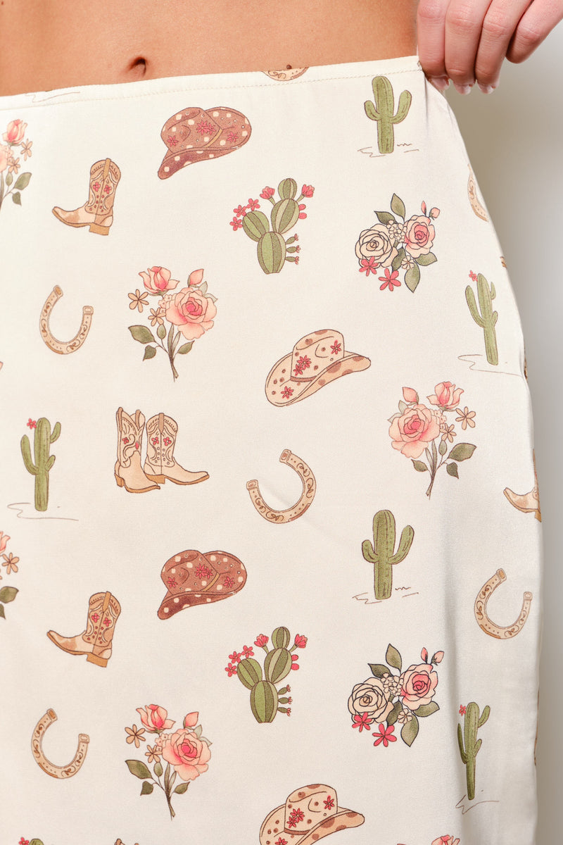 Cowboy Print Maxi Skirt