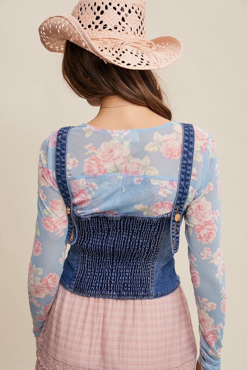 Denim Button-up Corset Vest