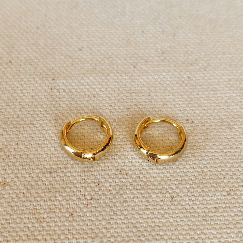 18k Gold Filled Plain 12mm Clicker Hoop Earrings
