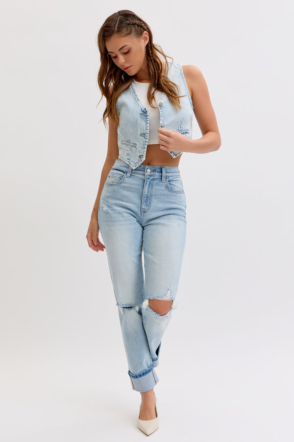 High Rise Straight With Cuff - Cello Brand