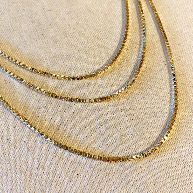18k Gold Filled 2.0 mm Box Chain Necklace (Available sizes: 16, 18, and 20 inches)
