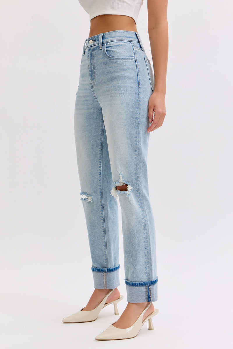 High Rise Straight With Cuff - Cello Brand