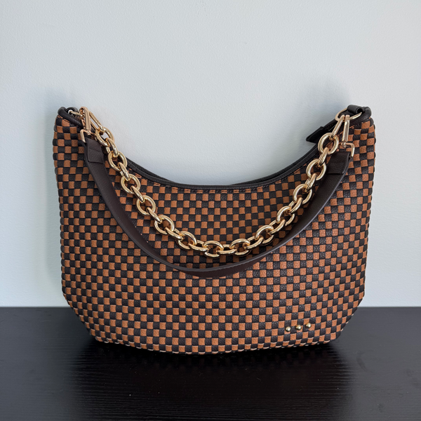 Sienna Slouchy Woven Shoulder Bag - Checkered Coffee (Pretty Simple Bags)