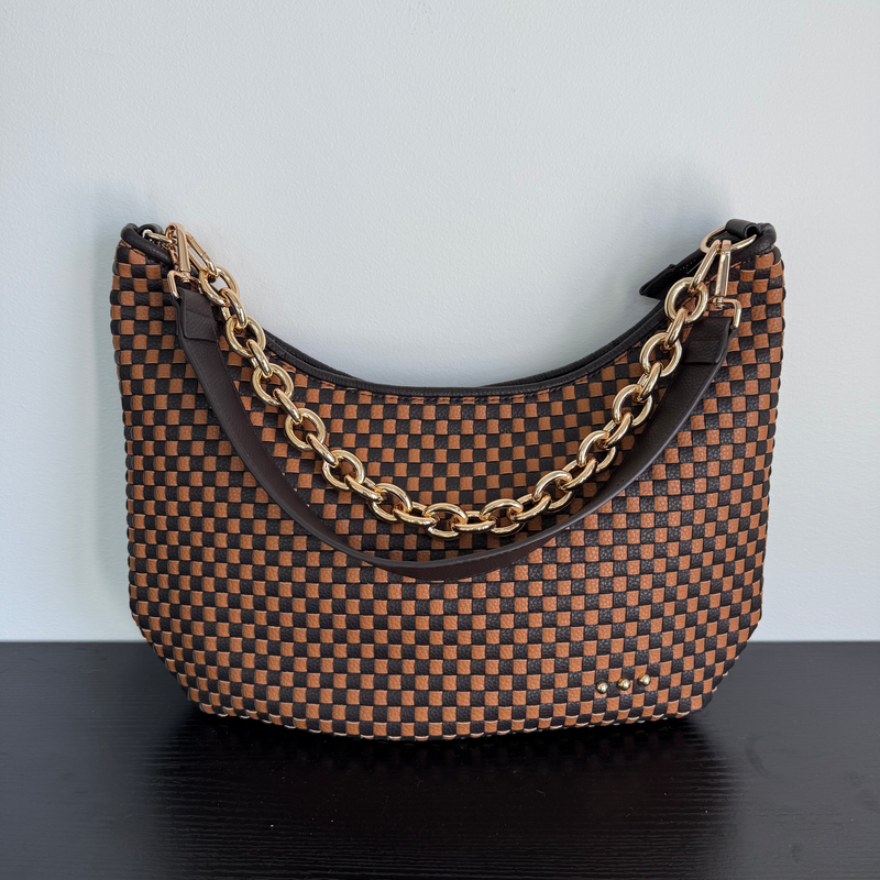 Sienna Slouchy Woven Shoulder Bag - Checkered Coffee (Pretty Simple Bags)