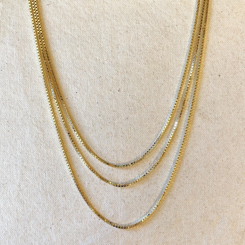 18k Gold Filled 2.0 mm Box Chain Necklace (Available sizes: 16, 18, and 20 inches)