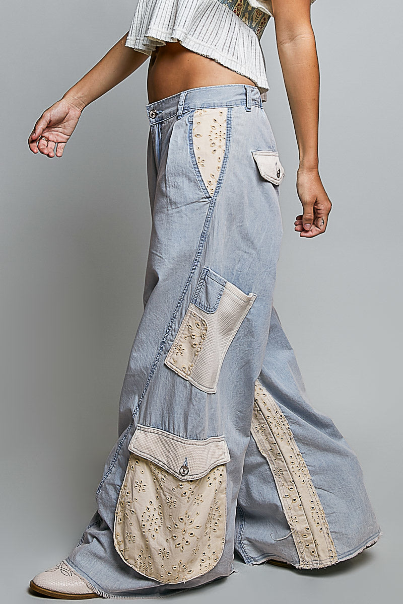 Eyelet Cargo Wide Leg Pants - POL BRAND – DawnTayler Boutique