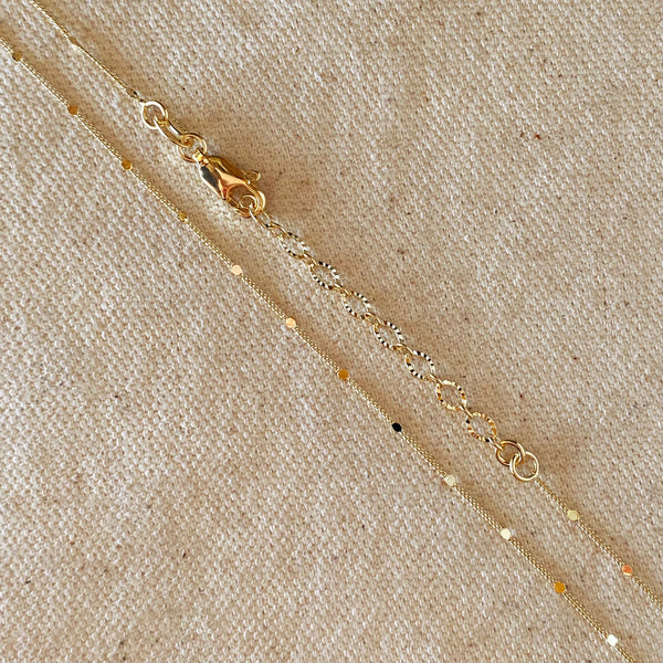 18k Gold Filled 1mm Curb Chain With Pressed Details (Available sizes: 14, 16, 18 and 20 inches)